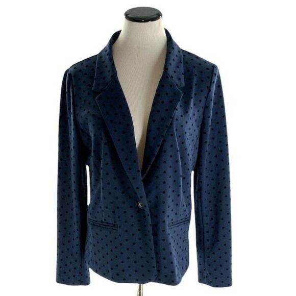 Kensie Women's One Button Front Navy Blue Polka Dot Blazer Suit Jacket Size XL - Picture 1 of 7